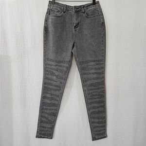 K.Jordan Grey Skinny Jeans with Patterned Rhinestones Women’s Size 10